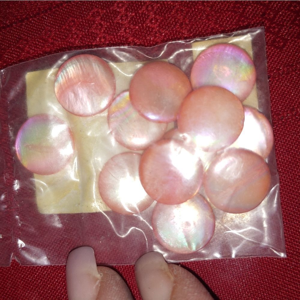 12 Pkgs Glass Iridescent Pink Flat Round Beads